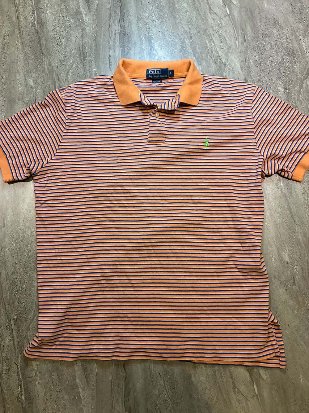 Vintage Polo By Ralph Lauren Striped Polo Size L Orange Cotton